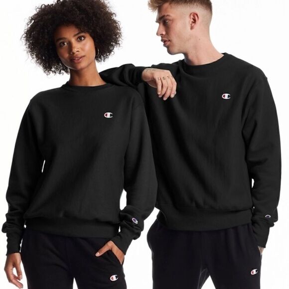CHAMPION  REVERSE WEAVE CREWNECK C LOGO  SWEATSHIRT HEAVYWEIGHT BLACK UNISEX - Picture 15 of 15